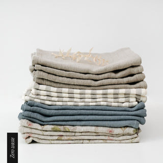 Zero Waste Eucalyptus on Natural Linen Kitchen Towels Set of 4 4