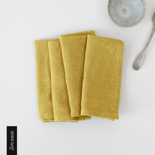 Zero Waste Lemon Curry Linen Napkins Set of 4 