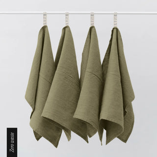 Zero Waste Martini Olive Linen Kitchen Towels Set of 4 