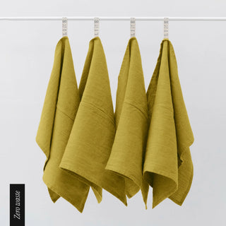 Zero Waste Moss Green Linen Kitchen Towels Set of 4 