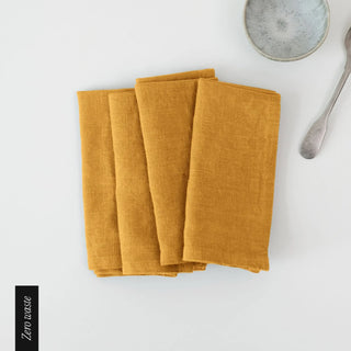 Zero Waste Mustard Linen Napkins Set of 4 