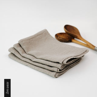 Zero Waste Natural Linen Kitchen Towels Set of 4 3