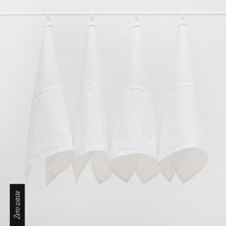 Zero Waste Optical White Linen Kitchen Towels Set of 4 1