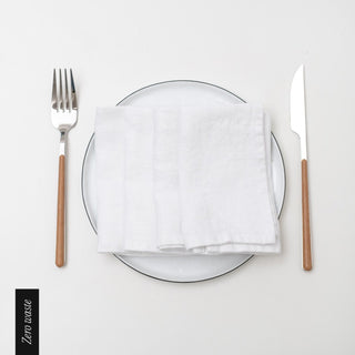 Zero Waste Optical White Linen Napkins Set of 4 1