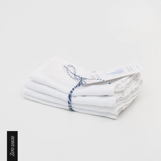 Zero Waste Optical White Linen Napkins Set of 4 2