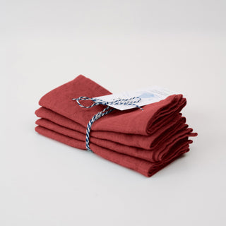 Zero Waste Red Pear Linen Napkins Set of 4 