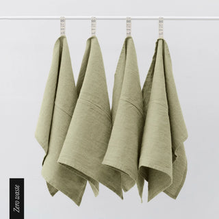 Zero Waste Sage Linen Kitchen Towels Set of 4 