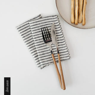 Zero Waste Thin Black Stripes Linen Napkins Set of 4 