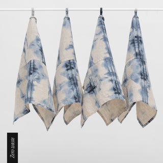 Zero Waste Tie Dye on Natural Linen Kitchen Towels Set of 4 1