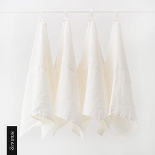 Zero Waste White Linen Kitchen Towels Set of 4 1