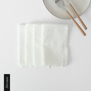 Zero Waste White Linen Napkins Set of 4 1