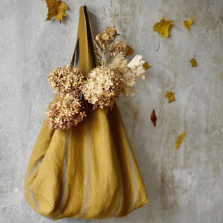 Amber Bronze Stripes Linen Big Bag - Linen Tales 3