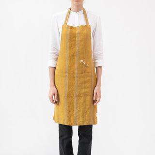 Amber Bronze Stripes Linen Daily Apron - Linen Tales 