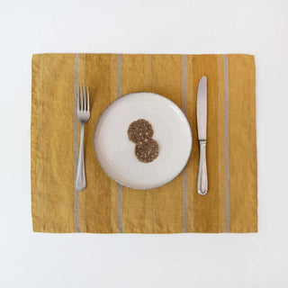 Amber Bronze Stripes Linen Placemat - Linen Tales 