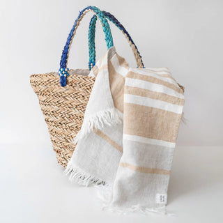 Amber Stripe Linen Beach Towel - Linen Tales 