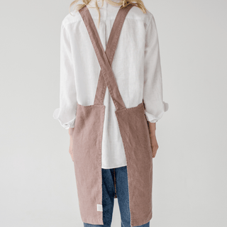 Ashes of Roses Linen Crossback Apron - Linen Tales 