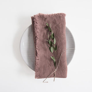 Ashes of Roses Linen Napkins with Fringes Set of 2 - Linen Tales 