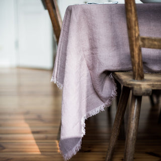 Ashes of Roses Linen Tablecloth with Fringes - Linen Tales 4