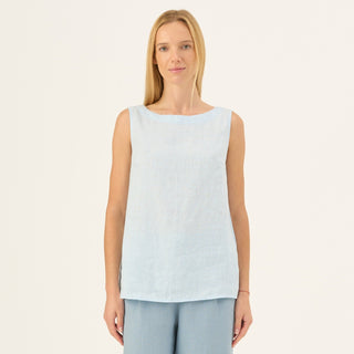 Baby Blue Linen Audrey Top - Linen Tales Global 
