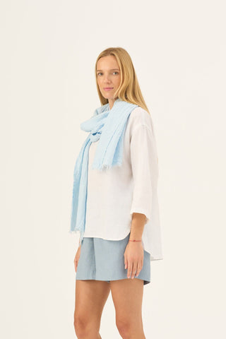 Baby Blue Linen Dandelion Scarf - Linen Tales Global 