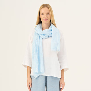 Baby Blue Linen Dandelion Scarf - Linen Tales Global 
