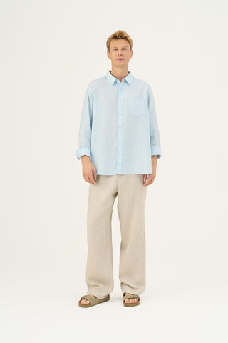 Baby Blue Linen Larch Shirt - Linen Tales Global 4