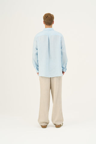 Baby Blue Linen Larch Shirt - Linen Tales Global 3