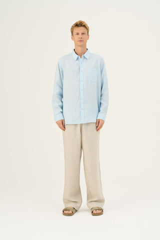 Baby Blue Linen Larch Shirt - Linen Tales Global 