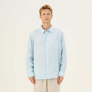 Baby Blue Linen Larch Shirt - Linen Tales Global 