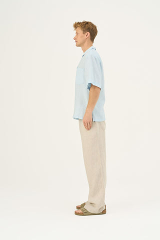 Baby Blue Linen Libertas Shirt - Linen Tales Global 3