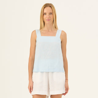Baby Blue Linen Polka Top - Linen Tales Global 