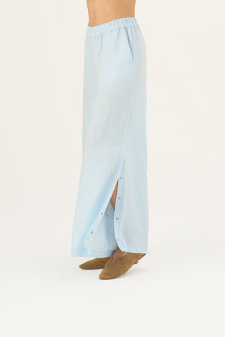 Baby Blue Linen Zayn Trousers - Linen Tales Global 4