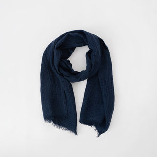 Bilberry Blue Linen Dandelion Scarf - Linen Tales Global 1