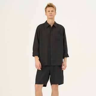 Black Linen Amabilis Shorts - Linen Tales Global 