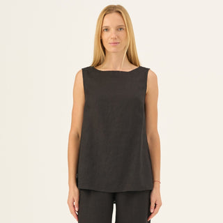 Black Linen Audrey Top - Linen Tales Global 1