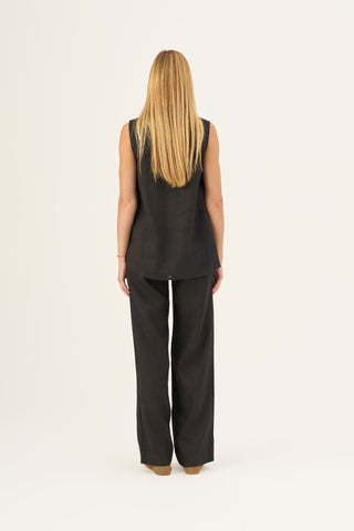 Black Linen Audrey Top - Linen Tales Global 4