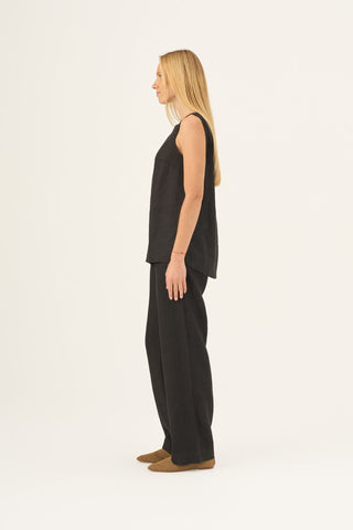 Black Linen Audrey Top - Linen Tales Global 3