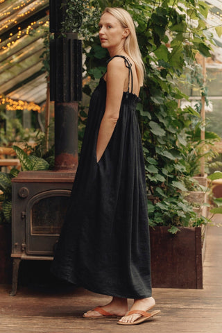 Black Linen Ballade Dress - Linen Tales 