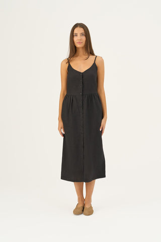 Black Linen Camilla Dress - Linen Tales Global 