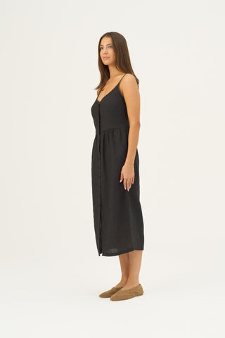 Black Linen Camilla Dress - Linen Tales Global 3