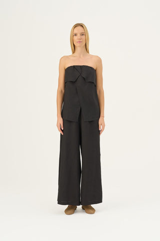 Black Linen Candela Top - Linen Tales Global 