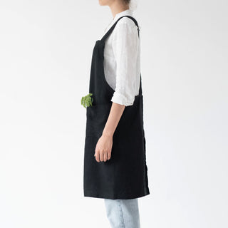 Black Linen Crossback Apron - Linen Tales 2