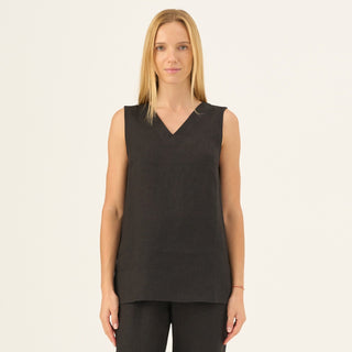 Black Linen Daffodil Top - Linen Tales Global 