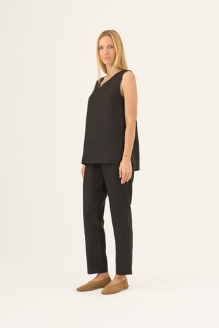 Black Linen Daffodil Top - Linen Tales Global 