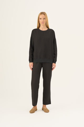 Black Linen Dahlia Jumper - Linen Tales Global 