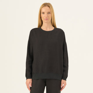 Black Linen Dahlia Jumper - Linen Tales Global 