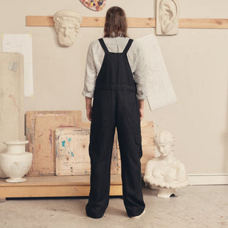 Black Linen Elm Overalls - Linen Tales 6