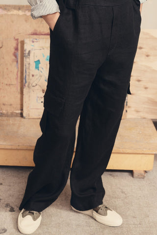 Black Linen Elm Overalls - Linen Tales 4
