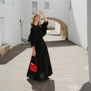 Black Linen Fantasia Dress - Linen Tales 