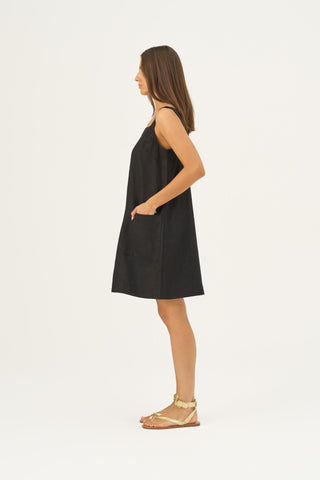 Black Linen Fughetta Dress - Linen Tales Global 4